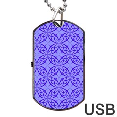 Decor Pattern Blue Curved Line Dog Tag USB Flash (Two Sides) from ArtsNow.com Front