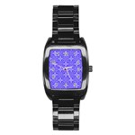 Decor Pattern Blue Curved Line Stainless Steel Barrel Watch