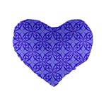 Decor Pattern Blue Curved Line Standard 16  Premium Flano Heart Shape Cushions