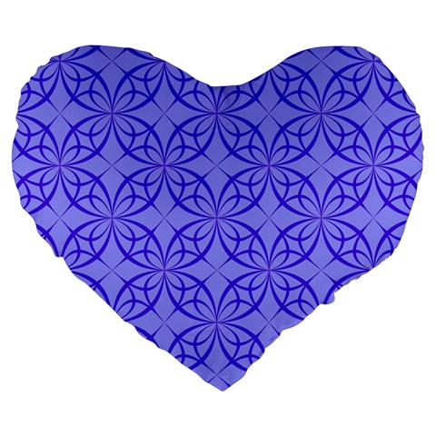 Decor Pattern Blue Curved Line Large 19  Premium Flano Heart Shape Cushions from ArtsNow.com Front