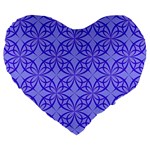 Decor Pattern Blue Curved Line Large 19  Premium Flano Heart Shape Cushions