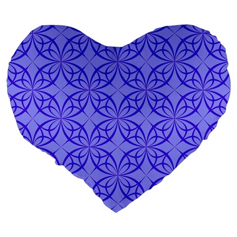 Decor Pattern Blue Curved Line Large 19  Premium Flano Heart Shape Cushions from ArtsNow.com Back