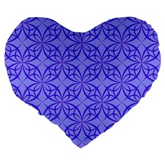 Decor Pattern Blue Curved Line Large 19  Premium Flano Heart Shape Cushions from ArtsNow.com Back