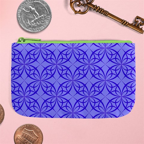 Decor Pattern Blue Curved Line Large Coin Purse from ArtsNow.com Front