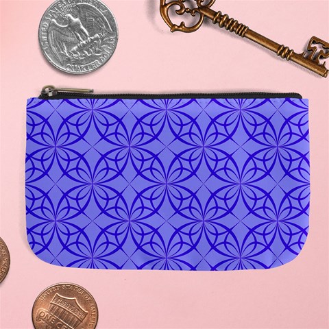 Decor Pattern Blue Curved Line Large Coin Purse from ArtsNow.com Front