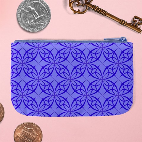 Decor Pattern Blue Curved Line Large Coin Purse from ArtsNow.com Back