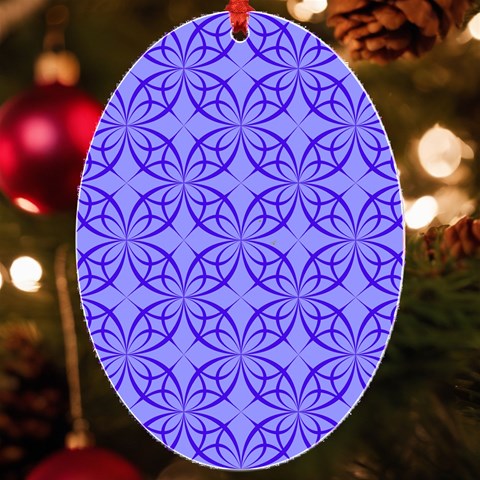 Decor Pattern Blue Curved Line UV Print Acrylic Ornament Oval from ArtsNow.com Front