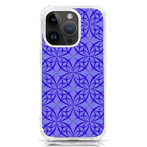 Decor Pattern Blue Curved Line iPhone 14 Pro TPU UV Print Case from ArtsNow.com Front