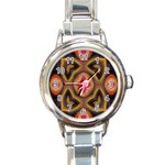 Kaleidoscope Art Pattern Ornament Round Italian Charm Watch
