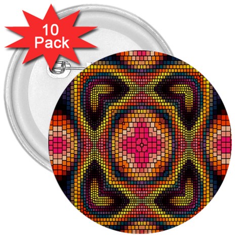 Kaleidoscope Art Pattern Ornament 3  Buttons (10 pack)  from ArtsNow.com Front