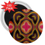 Kaleidoscope Art Pattern Ornament 3  Magnets (100 pack)