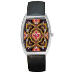 Kaleidoscope Art Pattern Ornament Barrel Style Metal Watch