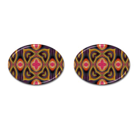 Kaleidoscope Art Pattern Ornament Cufflinks (Oval) from ArtsNow.com Front(Pair)