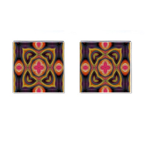 Kaleidoscope Art Pattern Ornament Cufflinks (Square) from ArtsNow.com Front(Pair)