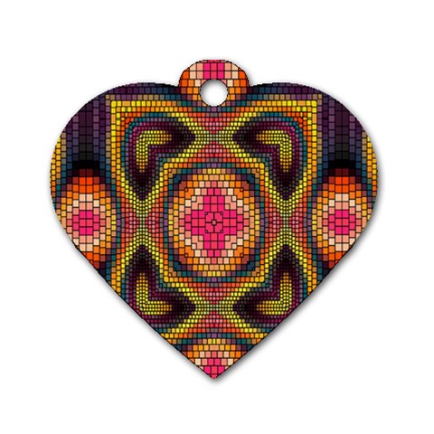 Kaleidoscope Art Pattern Ornament Dog Tag Heart (One Side) from ArtsNow.com Front