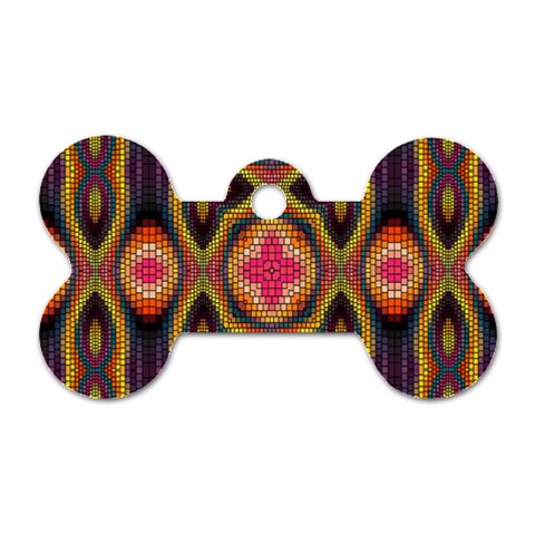 Kaleidoscope Art Pattern Ornament Dog Tag Bone (Two Sides) from ArtsNow.com Front