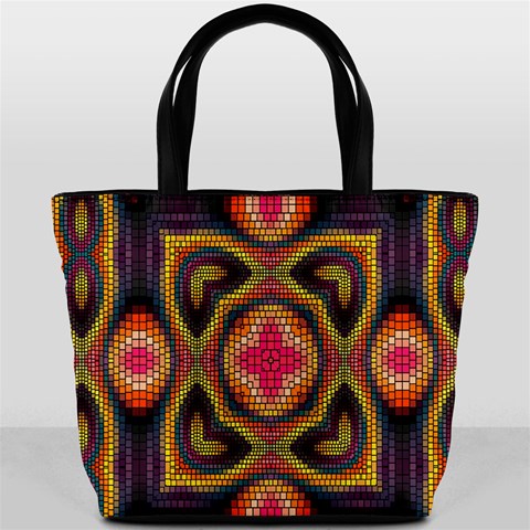 Kaleidoscope Art Pattern Ornament Bucket Bag from ArtsNow.com Back