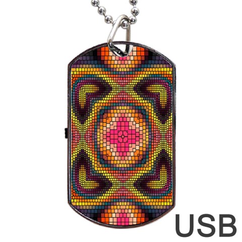Kaleidoscope Art Pattern Ornament Dog Tag USB Flash (One Side) from ArtsNow.com Front