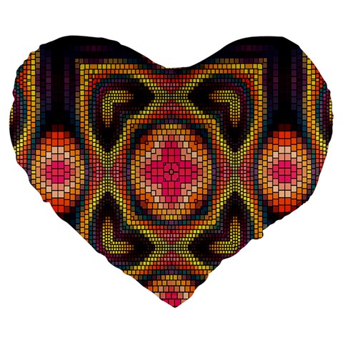 Kaleidoscope Art Pattern Ornament Large 19  Premium Heart Shape Cushions from ArtsNow.com Front