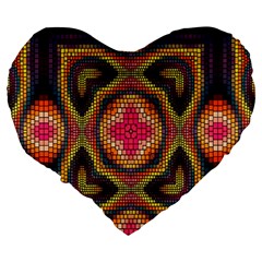 Kaleidoscope Art Pattern Ornament Large 19  Premium Heart Shape Cushions from ArtsNow.com Back