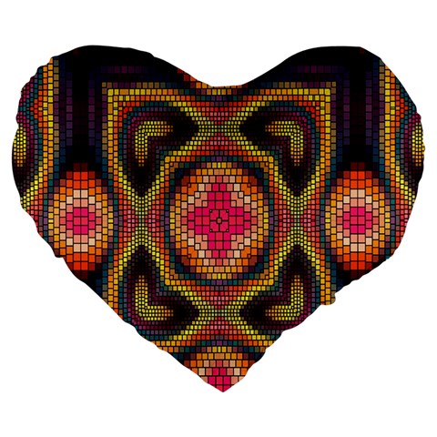 Kaleidoscope Art Pattern Ornament Large 19  Premium Flano Heart Shape Cushions from ArtsNow.com Front