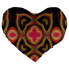 Kaleidoscope Art Pattern Ornament Large 19  Premium Flano Heart Shape Cushions from ArtsNow.com Front
