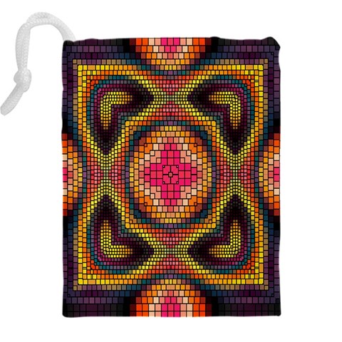 Kaleidoscope Art Pattern Ornament Drawstring Pouch (5XL) from ArtsNow.com Back