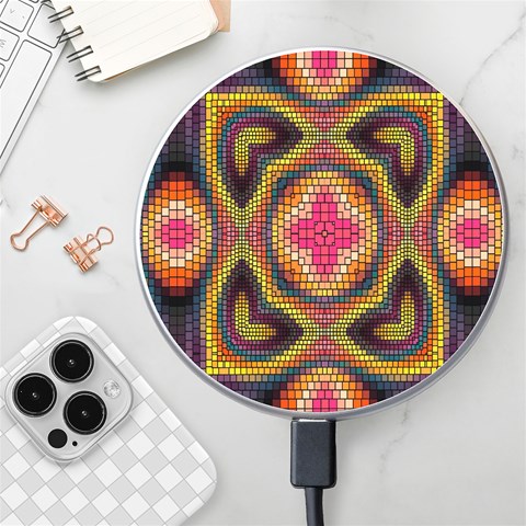 Kaleidoscope Art Pattern Ornament Wireless Fast Charger(White) from ArtsNow.com Front