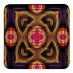 Kaleidoscope Art Pattern Ornament Square Glass Fridge Magnet (4 pack)