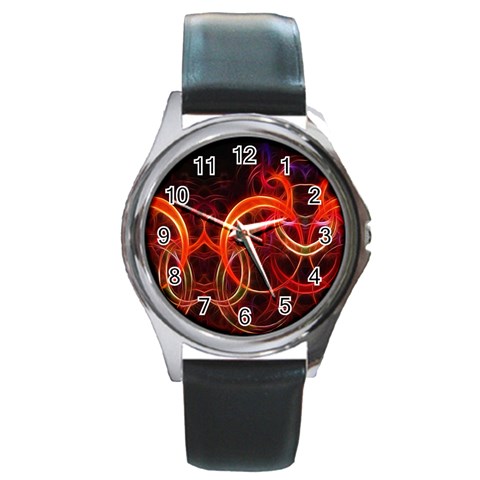 Abstract Seamless Pattern Round Metal Watch from ArtsNow.com Front