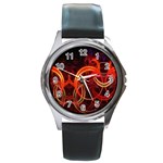 Abstract Seamless Pattern Round Metal Watch