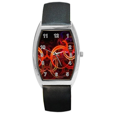 Background Fractal Abstract Barrel Style Metal Watch from ArtsNow.com Front