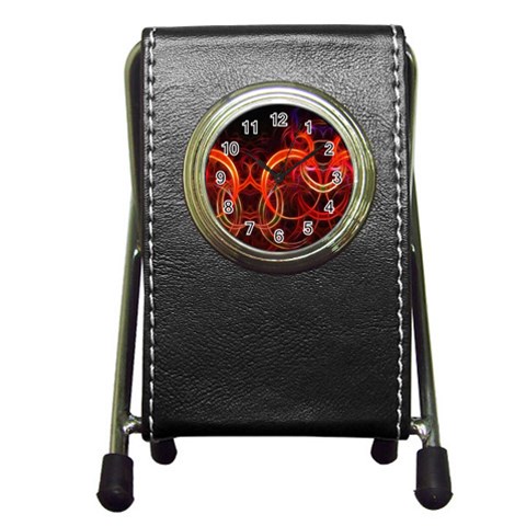 Background Fractal Abstract Pen Holder Desk Clock from ArtsNow.com Front
