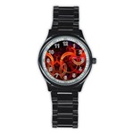 Background Fractal Abstract Stainless Steel Round Watch