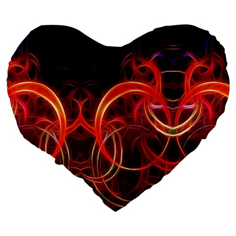 Background Fractal Abstract Large 19  Premium Flano Heart Shape Cushions from ArtsNow.com Back