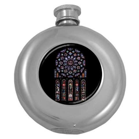 Rosette Cathedral Round Hip Flask (5 oz) from ArtsNow.com Front