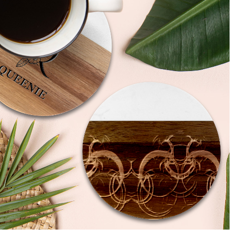 Abstract Seamless Pattern Marble Wood Coaster (Round) from ArtsNow.com Front