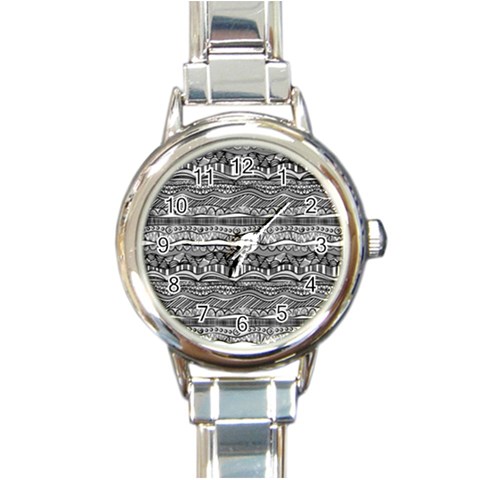 Ethno Seamless Pattern Round Italian Charm Watch from ArtsNow.com Front