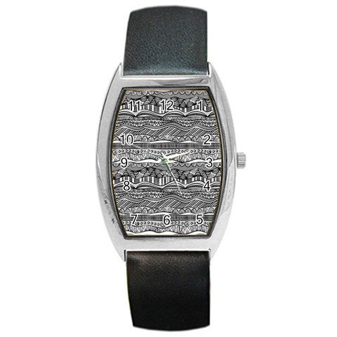 Ethno Seamless Pattern Barrel Style Metal Watch from ArtsNow.com Front