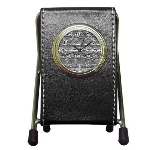 Ethno Seamless Pattern Pen Holder Desk Clock from ArtsNow.com Front