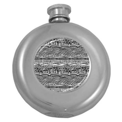 Ethno Seamless Pattern Round Hip Flask (5 oz) from ArtsNow.com Front
