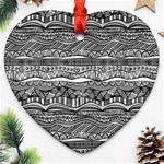 Ethno Seamless Pattern Heart Ornament (Two Sides)