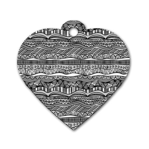 Ethno Seamless Pattern Dog Tag Heart (One Side) from ArtsNow.com Front