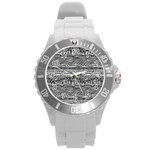 Ethno Seamless Pattern Round Plastic Sport Watch (L)