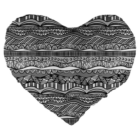 Ethno Seamless Pattern Large 19  Premium Heart Shape Cushions from ArtsNow.com Front