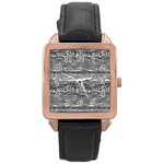 Ethno Seamless Pattern Rose Gold Leather Watch 