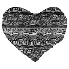 Ethno Seamless Pattern Large 19  Premium Flano Heart Shape Cushions from ArtsNow.com Front