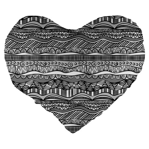 Ethno Seamless Pattern Large 19  Premium Flano Heart Shape Cushions from ArtsNow.com Back