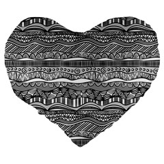 Ethno Seamless Pattern Large 19  Premium Flano Heart Shape Cushions from ArtsNow.com Back