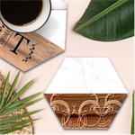 Background Fractal Abstract Marble Wood Coaster (Hexagon) 